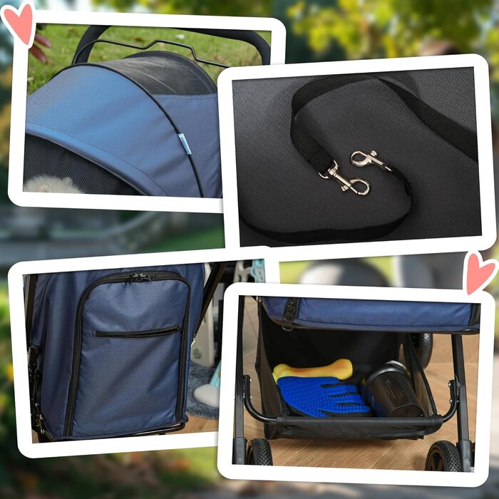 PawHut Buggy для собак та котів: зручний візок для вигулу домашніх тварин, блакитний, 76,5 x 52 x 95 см