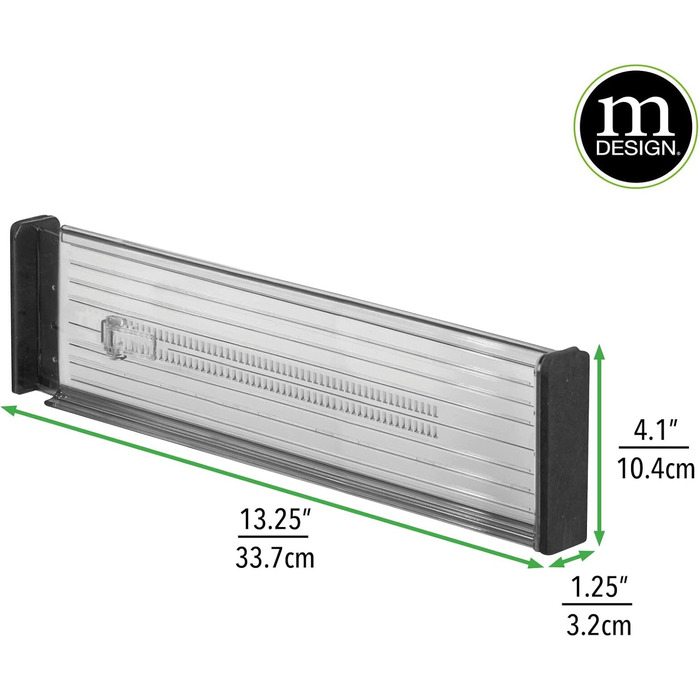 mDesign Adjustable Drawer Dividers (8 Pack) - Practical Drawer Organizer - Flexible Drawer Configuration for Cabinet and Dresser - Dark Gray/Black