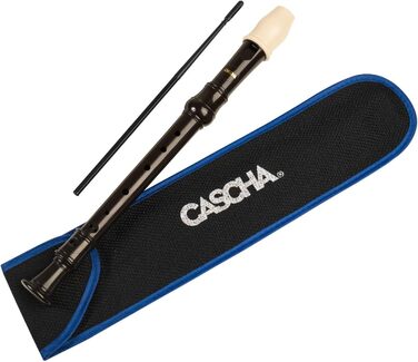 Блокфлейта сопрано CASCHA HH 2173 для дітей та початківців - набір з чохлом, ганчіркою для чищення та таблицею грифок - німецька система грифок - легка у використанні - пластикова блокфлейта