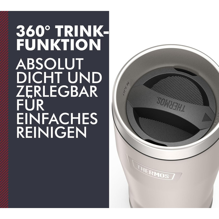 Термос ICON MUG 0,47л, темно-сірий/графітовий матовий, термокружка 0,47л, кавова кружка to go з нержавіючої сталі, ізотермічна кружка, 7 год гаряче / 22 год холодне, придатна для миття в посудомийній машині, абсолютно герметична, без BPA (470 мл, Бежевий 