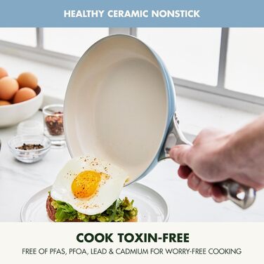 Набір посуду GreenPan Padova Pro 10 предметів: антипригарне покриття Ceramic, без PFOA/PFAS, індукційний, з нержавіючої сталі, Blue Haze