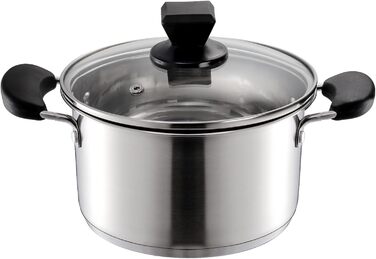 ZENFUN Stainless Steel Steamer Pot with Basket, 1.6 Liter Soup Pot with Glass Lid, Mini Steamer Cookware with Handle for Vegetables, Sauce for Stove, Induction, Gas, Electric, Grill