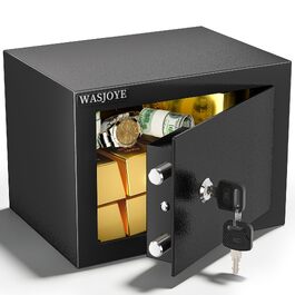 Міні-сейф WASJOYE 6.6Л (23x17x17 см) для грошей, прикрас та документів з 2 ключами, компактний домашній та офісний сейф