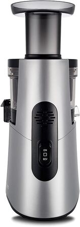 HUROM H-AA Соковижималка шнекова, холодного віджиму, 150 Вт, 500 мл, тиха, BPA Free, напівпрозорий завантажувач, ескімейкер, темно-срібляста