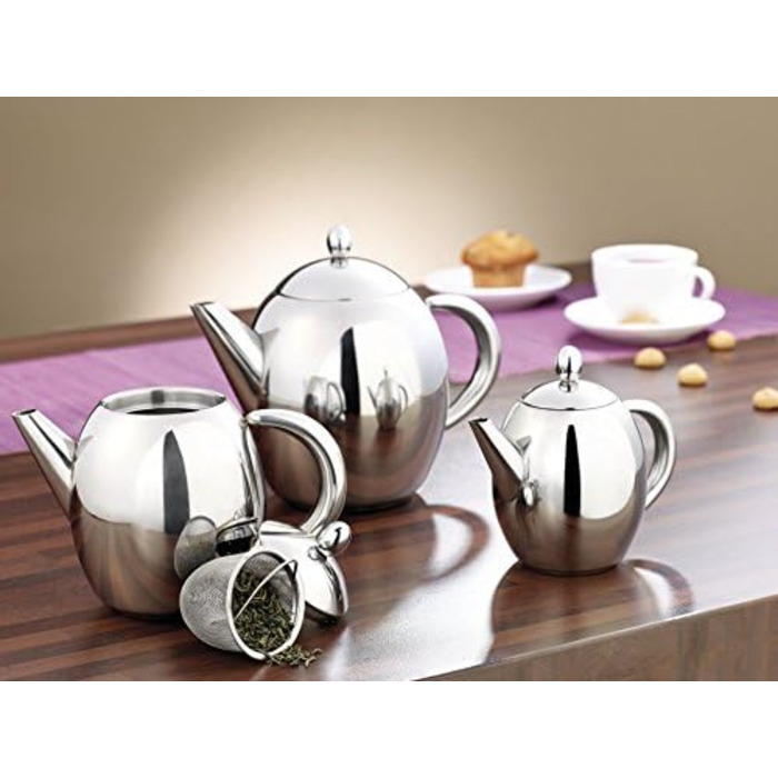 Чайник Rosenstein & Söhne з металевим ситом: нержавіюча сталь, 0,5 л, для чаю та кави, сумісний з Induktion, миється в посудомийній машині