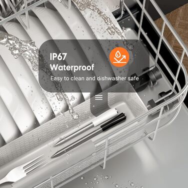 Інструмент Inkbird INT-12-BW: Бездротовий термометр для м'яса з Bluetooth 5.4 та Wi-Fi, водонепроникний (IP67), для приготування на грилі, в духовці, коптильні, ротатерії та аерофритюрниці