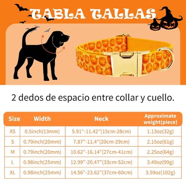 Нашийник для собак з металевою застібкою, двосторонній нашийник з іменем та номером телефону, регульовані розміри для маленьких собак, M та L (на Хелловін)