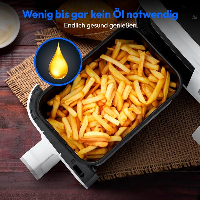 MEDION P20 XXL Фритюрниця для повітря з 2 камерами (8,7 л, 2600 Вт, 10 програм, ILAG PFAS-free, MD11760) матово-біла