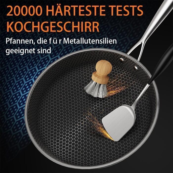 Набір сковорідок Hybrid 26см+28см+30см: антипригарне покриття, для всіх плит, з антинагрівальним ручками, безпечне миття в посудомийній машині та використання в духовці (PZ1)