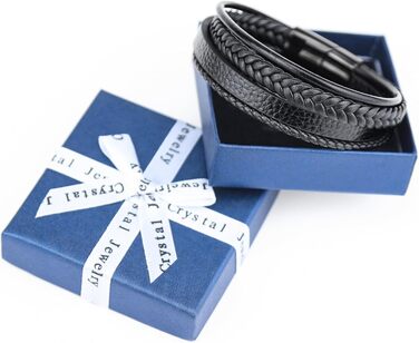 Чоловічий шкіряний браслет, чорний, коричневий, синій, плетений, 21 см, подарунок для чоловіка, на День батька