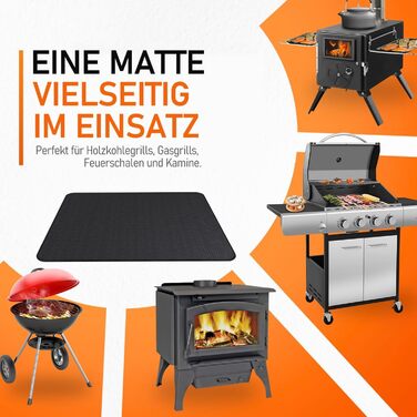 Вогнетривка підкладка для гриля та каміна 100x154 см, термостійкий килимок для захисту тераси та газону від іскор та жиру (до 980°C)