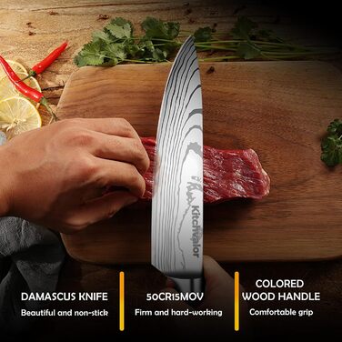 Ніж кухарський Kitchvalor 6 дюймів (15 см) з високоякісної сталі, кухонний ніж для нарізання та шинкування, ергономічна ручка, подарункова коробка (Santo Knife)