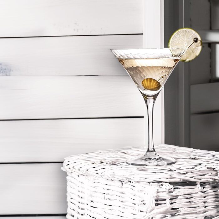 Набір мартіні склянок 6 шт. з рифленням, 215 мл, Crystalline Glass, London, придатні для миття в посудомийній машині, прозорі