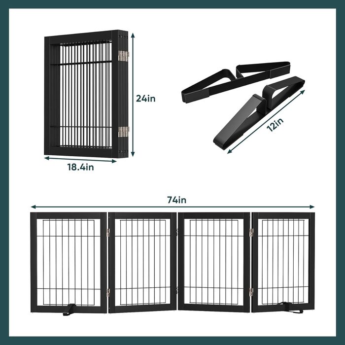 Бамбукове воріт для собак Semiocthome - 3 секції, 61 см, для дому, складане, для сходищ, білий