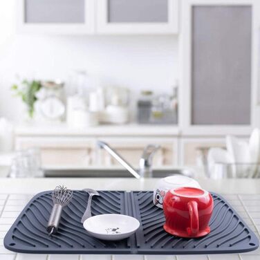 Силиконова підставка для посуду IYYI, 43.2 x 30.5 см, сіра, швидковисихаюча, термостійка