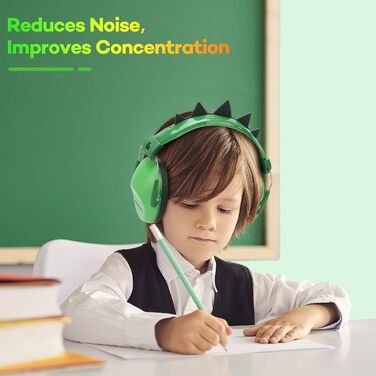 Навушники для захисту від шуму для дітей - пасивні навушники-капсули, SNR 28dB, для школи, аутизму, сну, навчання, гри на барабанах (зелені)