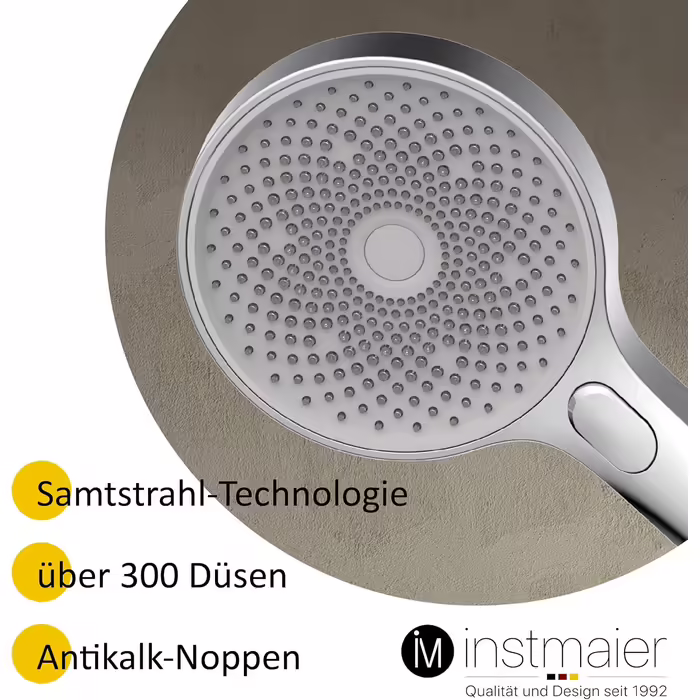 instmaier Hand Shower H1 | 3 Different Functions | Chrome | Massage Shower Head | Water-Saving | Unique Spray Pattern