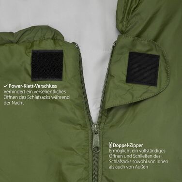 Сплячий мішок Outdoro ultraleichter 800g - легкий, тонкий та теплий. Ідеальний літній спальний мішок, тип мумії для чоловіків, жінок, дорослих. Кольори: блакитний (застібка зліва), зелений (застібка справа)