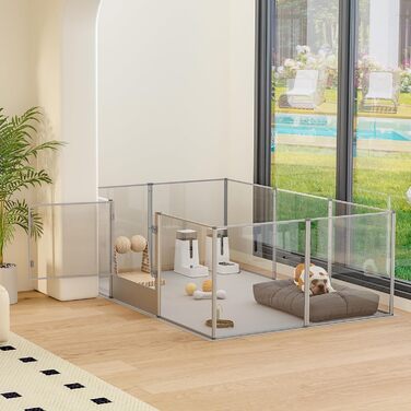 Кія для собак BingoPaw: вольєр для цуценят та собак, 8 елементів, 60 см, XXL, з дверцятами та водовідштовхувальним дном (180x120x61 см)