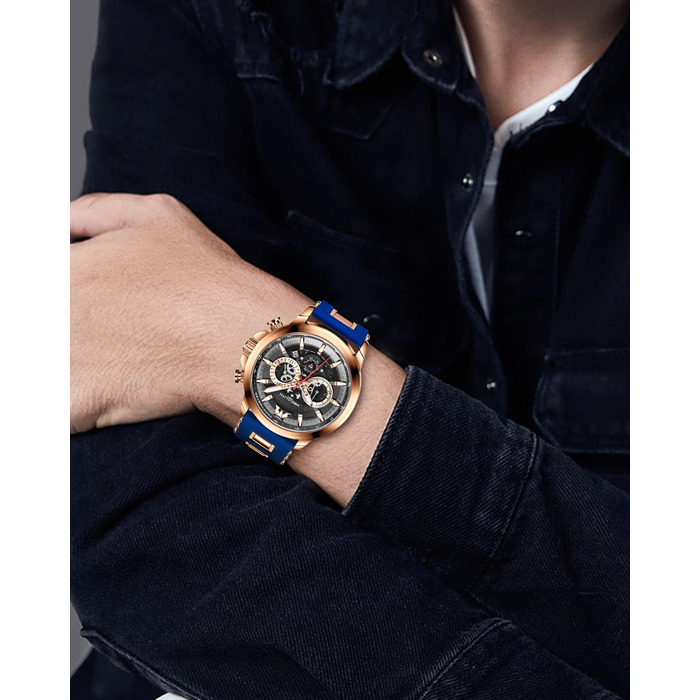 Чоловічий годинник MEGALITH Chronograph: аналоговий, водонепроникний, з датою, свідодіодом, кварцовий годинник. Ідеальний подарунок для спортивних чоловіків (B2-блакитний)