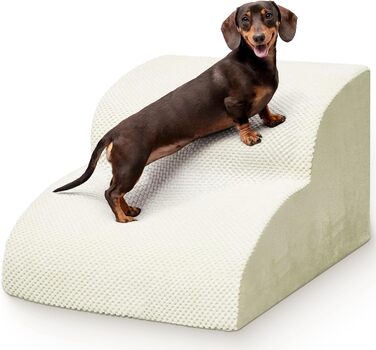 Сходи для собак Niubya, 62 см, для котів та собак, для літніх та поранених тварин, знімний чохол, високощільна піна (Сірий, 5 сходинок)