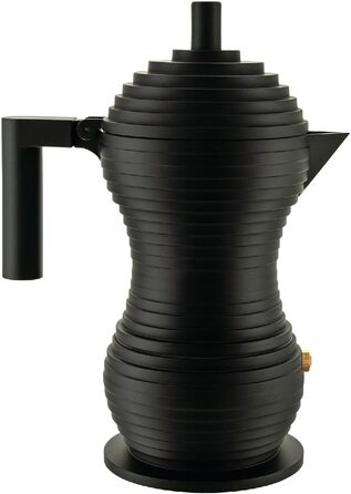 Alessi Pulcina MDL02/3 BB - Design Espresso Coffee Machine, made of cast aluminum with handle and knob made of PA, 3 cups, Black