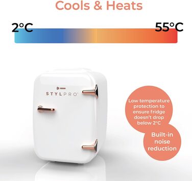 Mini-холодильник для догляду за шкірою Stylpro Mini Beauty - 4L. Ідеально для сироваток, кремів, масок та лаку для нігтів. Охолодження та нагрівання, тихий, компактний, екологічна упаковка.
