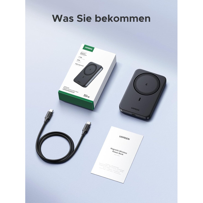 Зовнішній акумулятор UGREEN Zapix MagSafe 10000mAh 20W з підтримкою USB-C, чорний