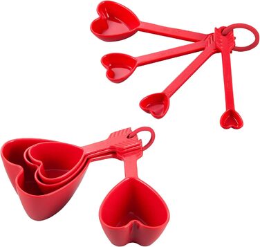 Supreme Housewares Heart Measuring Cups and Spoons Set for Indoor and Outdoor Use, Party, Wedding, Birthday, Valentine's Day, and Everyday Use