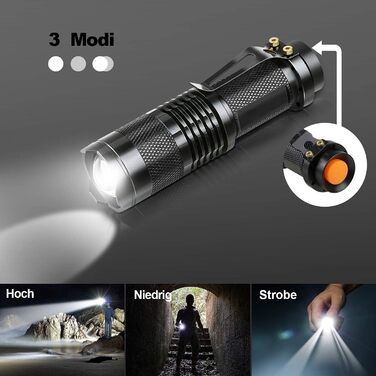 Дитячий ліхтарик Mini LED з регулюванням фокусу, 3 режими, водонепроникний, 2 шт. - ідеальний подарунок для риболовлі, походів та кемпінгу