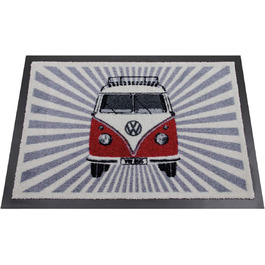 Килимок для взуття Volkswagen T1 Bulli Bus BRISA VW Collection, червоний, смугастий, гумовий, придверний, захист від бруду