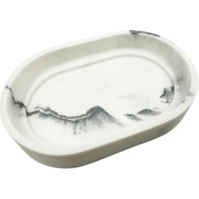 Миска для мила Marmor з бамбуковою підставкою – штучний камінь, 12,5 x 8 x 2,5 см