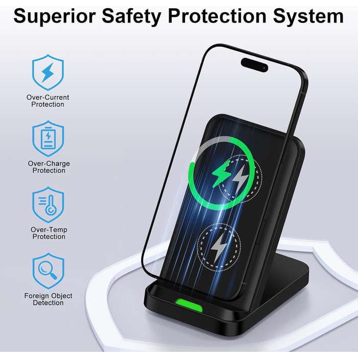 Бездротовий зарядний пристрій 15W: сумісний з Google Pixel, Samsung Galaxy, iPhone. Підставка для швидкої зарядки (V027)