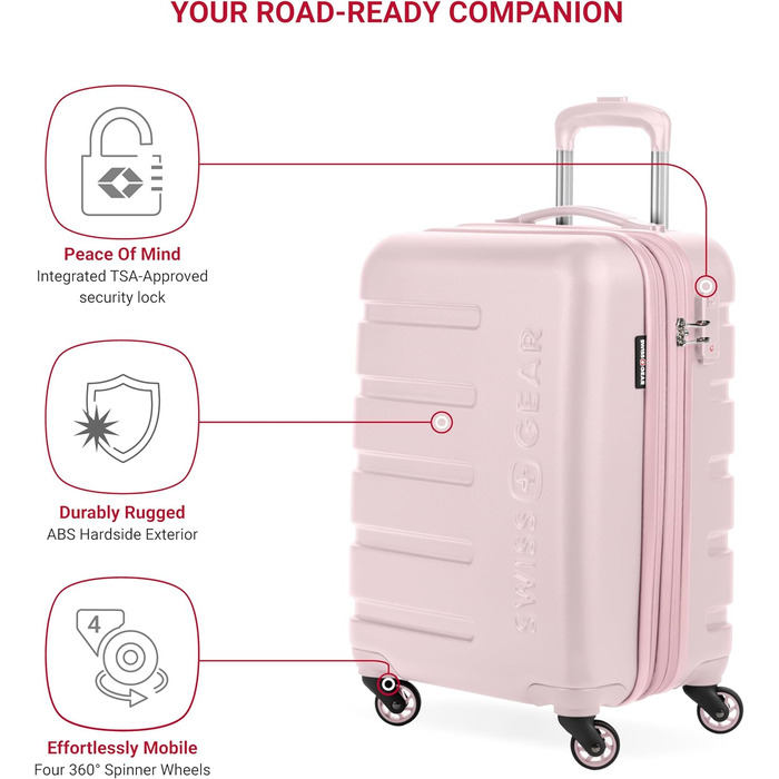 Валіза SwissGear 7366 Hardside з розширенням та спін-колесами (Carry-On 19 дюймів, рожевий)