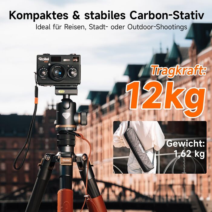 Карбоновий штатив для камери Rollei C6i Carbon Heritage 174см з кулястою головою 360°, Arca Swiss, функцією монопода для DSLR та смартфонів