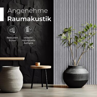 Акустичні панелі з натурального дерева горіх та чорного фетру, 120x60 см, набір 2 шт. — 3D стінові панелі для шумоізоляції та оздоблення інтер'єру