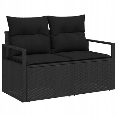 Комплект садових м'яких меблів з подушками, 8 предметів, чорний поліротан