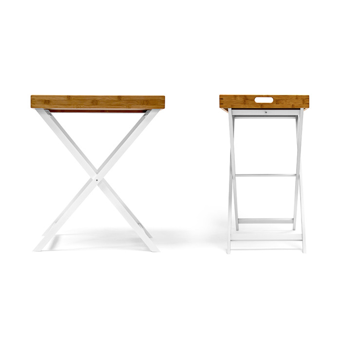 Relaxdays Wooden & Bamboo Side Table, 72 cm