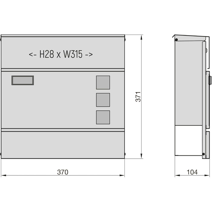 Поштова скринька BASI з м'яким закриттям, вікном для листівок та табличкою для імені | DIN A4 | 2 ключі | вбудований відсік для газет | Біла настінна поштова скринька
