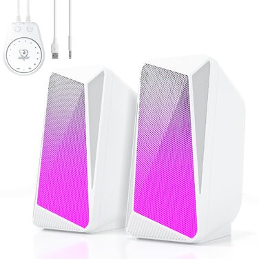 SOULION C30 - Bluetooth колонки для ПК, монітора, ноутбука, ігор. Stereo 2.0, LED, Aux, USB, білий