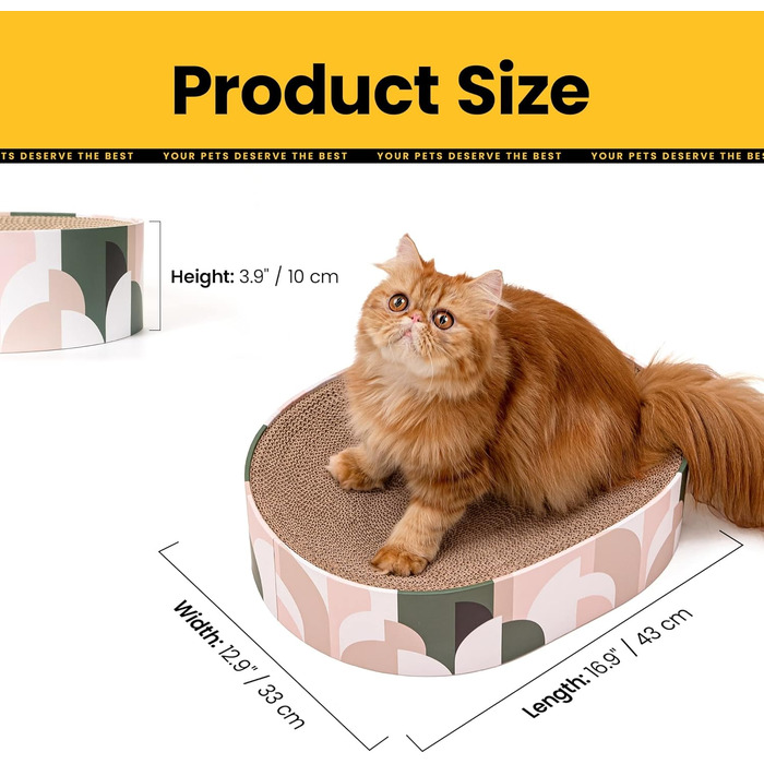 Кігтеточка для котів Conlun 2 в 1: овальна, з мискою та гніздом, з гофрованого картону (43x33x10 см)