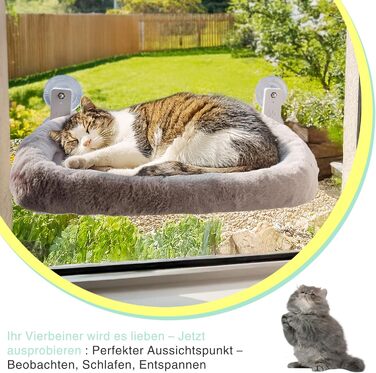 Кішка ліжко на вікно - стійке ліжко для котів з пральним подушкою | Зручна гамак для вікон до 18 кг | Економне місце для котів та аксесуари