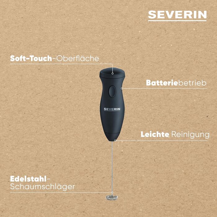 SEVERIN SM 3590: Електричний піноутворювач молока з нержавіючої сталі, чорний