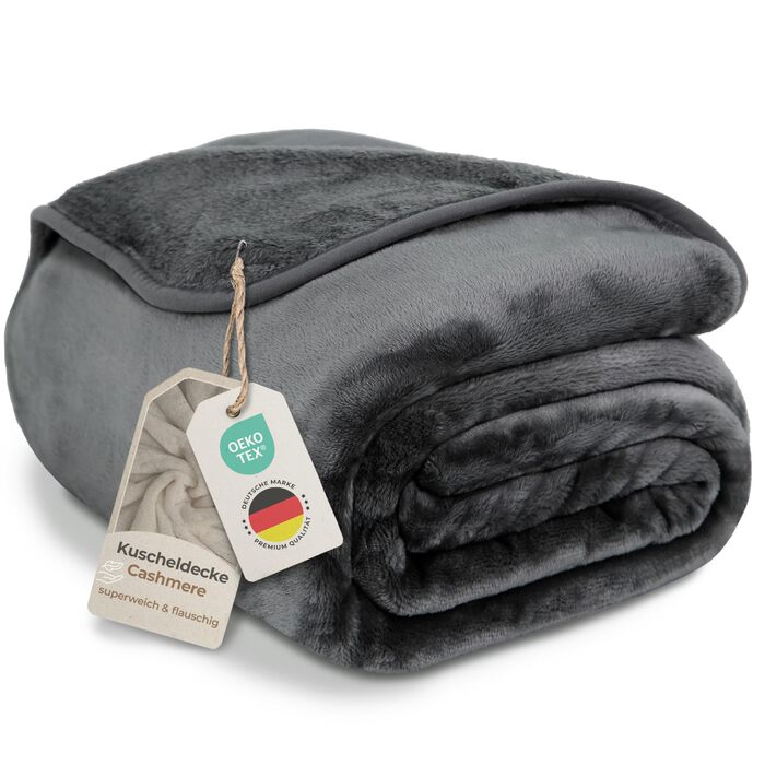 Плед Грaфенстейн® Kuscheldecke Cashmere-Feeling: м'який та пухнастий, теплий флісовий плед 150x200 см (Антрацит)
