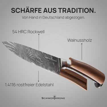 Ніж кухарський Schwertkrone Chefmesser з ручкою з горіха, Made in Germany