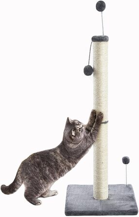 Котяча дряпка XXL з натурального сизалю, кігтеточка з м'яким плюшем та іграшкою (97см)