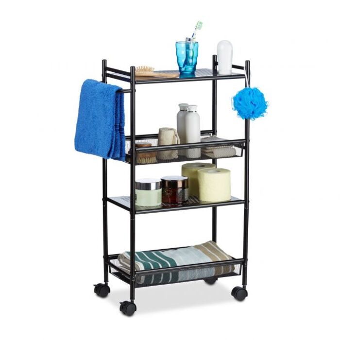 Relaxdays Narrow Rolling Cart with 4 Shelves
