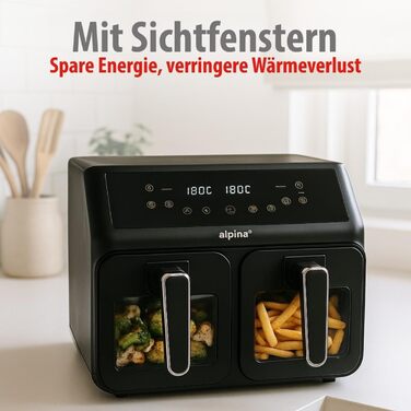 Фритюрниця Alpina Heißluft XXL: Air Fryer для 4-6 осіб, 1800W, 8L, 80-200°C, таймер 2 години, цифровий дисплей