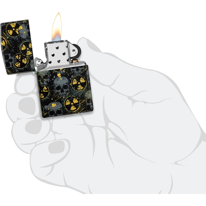 Бензинова запальничка Zippo Nuclear Skulls 540, кольорова, вітростійка, багаторазова, подарункова коробка, оригінал США
