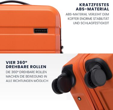 Набір валіз WITTCHEN COMODO Line: 3 шт., ABS, телескопічна ручка, TSA-замок, 4 колеса (Оранжевий)